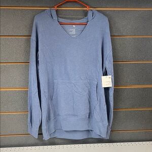 SO Women's V-Neck Blue Hoodie Sweater